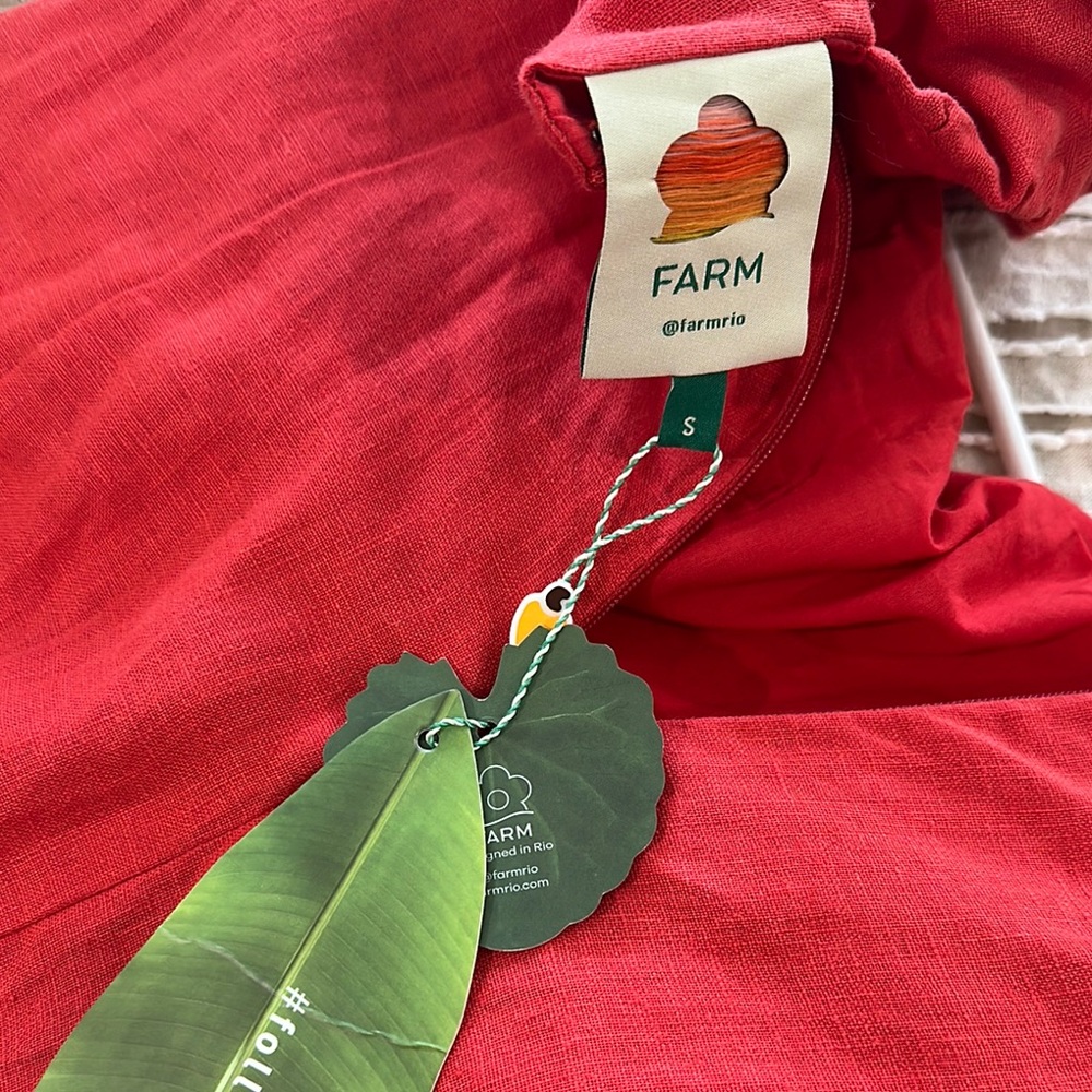 NWT - FARM Rio Red Ruched Mini Sundress - Picture 7 of 7